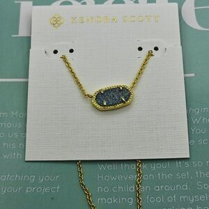 Kendra Scott Gold Necklace with Blue Stone